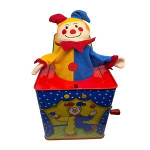 Schylling Jester Jack-in-the-Box Musical Tin Toy Circus Clown 2010 Retro Style